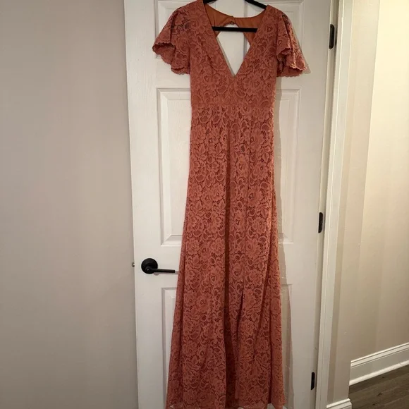 BHLDN Burnt Orange Lace Maxi Dress NWT Size 4
